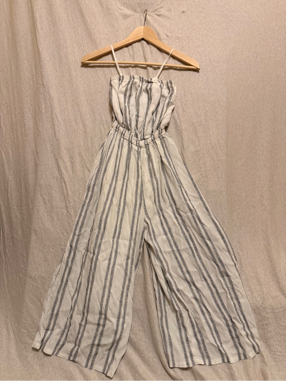 silence + noise White Jumpsuit with Blue Vertical Stripes